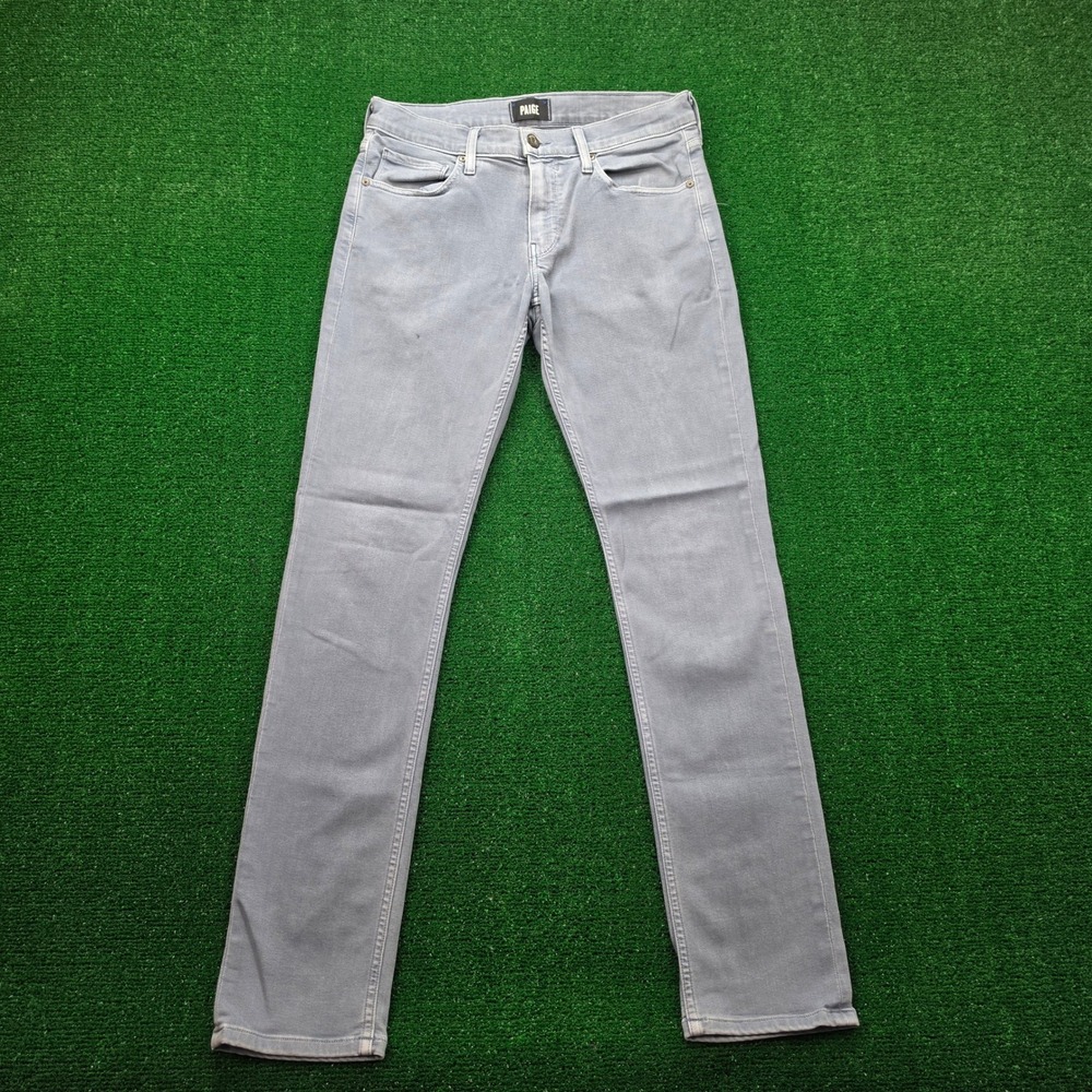 PAIGE Lennox Slim Fit Jeans Mens 31x32 Vintage Flint Blue Grey Stretch‎ Denim